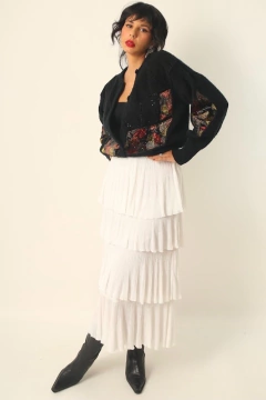 Cardigan pulover manga bufante recortes veludo