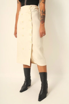 saia off white tricot cintura alta clochard - Capichó Brechó