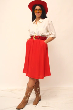 Saia cintura mega alta vermelha gode - loja online