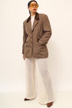 Blazer marrom Lã com gola veludo - loja online