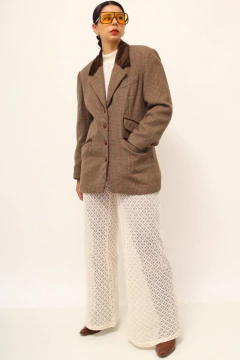 Blazer marrom Lã com gola veludo - loja online