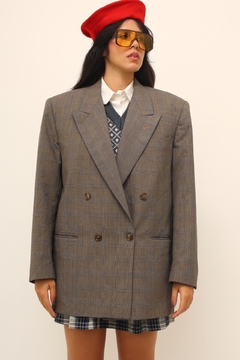 Blazer xadrez cinza forrado na internet