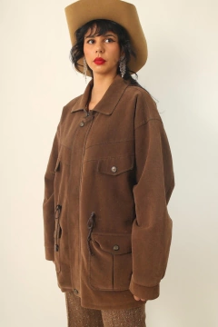 Imagem do Jaqueta estilo parka suede marrom ampla