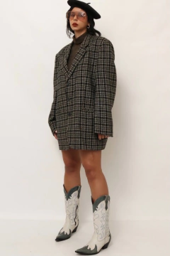Maxi blazer xadrez forrado vintage COLOMBO - loja online