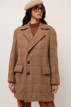 Casaco xadrez forrado caramelo estilo Lã - comprar online