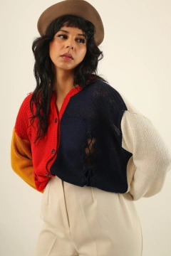 Cardigan colorido manga color - comprar online