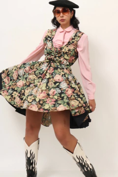 Vestido flores camadas MARIA ANTONIETA garimpado em PARIS - Capichó Brechó
