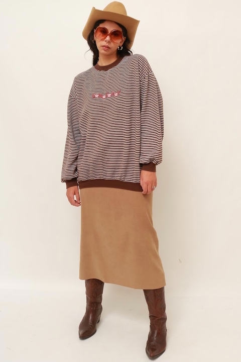 Moletom listras marrom western vintage
