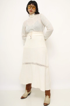 Saia midi vintage algodão - comprar online