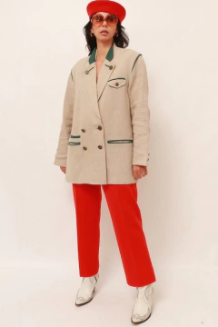Blazer linho detalhe verde forrado na internet