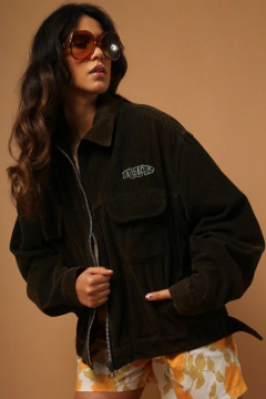 Jaqueta veludo cotele verde militar New