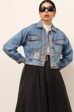 jaqueta jeans cropped vintage western - comprar online