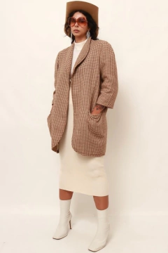 Imagem do Blazer xadrez manga 7/8 vintage bege
