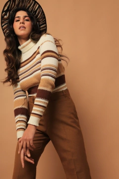 Calça flare caramelo 70’s hollywood - Capichó Brechó