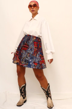 Saia plissada estampada cintura alta - comprar online