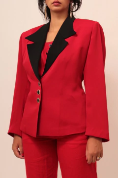 Blazer vermelho acinturado det preto - comprar online
