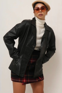 Blazer couro forrado preto vintage - comprar online