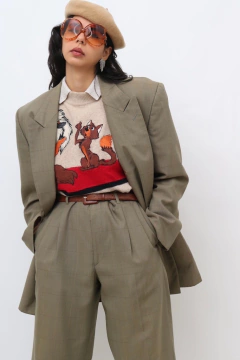 conjunto YSL verde oliva calça + blazer na internet