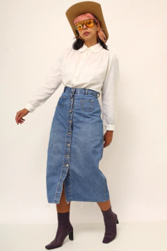 Saia cintura alta midi vintage - comprar online