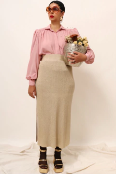 Saia midi dourada fenda festa - comprar online