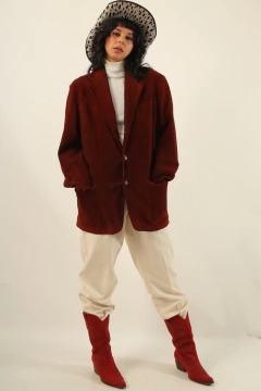 Blazer couro ferrugem forrado vintage na internet