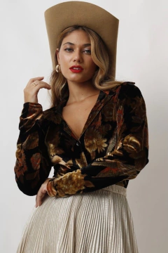 camisa veludo vintage estampa