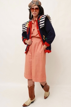 Cardigan nave capuz bordado forrado vintage - loja online