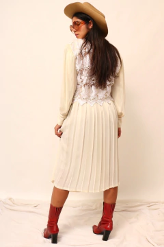 Conjunto made in FRANCE Saia plissada + cropeed renda - Capichó Brechó