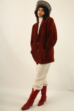 Blazer couro ferrugem forrado vintage - loja online