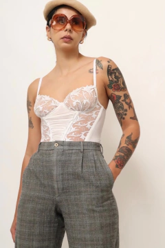 calça xadrez cintura alta vintage - comprar online