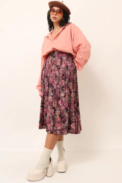 saia cintura alta flores midi na internet