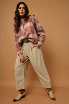 Blusa xadrez pessego plush vintage - loja online
