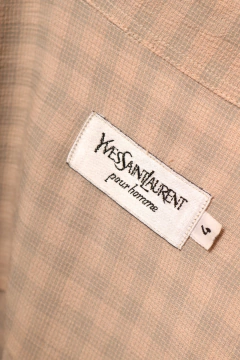 Camisa xadrez bege YSL vintage