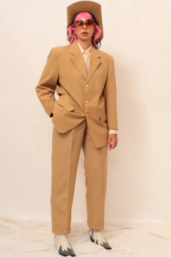 Conjunto oliva calça + blazer vintage