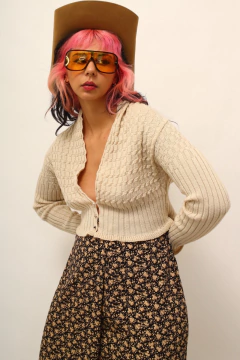 Tricot cropped textura areia na internet