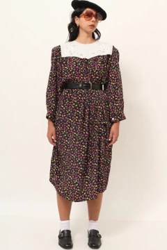 Vestido flores liberty com gola algodão garimpado Barcelona - loja online