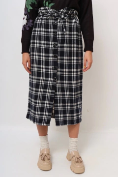 saia xadrez cintura alta amarracao