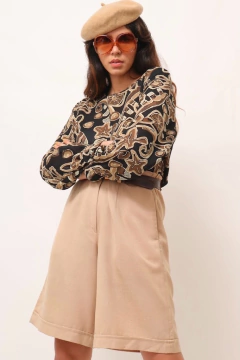 camisa manga longa estampada vintage - Capichó Brechó