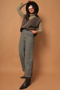 Pulôver tricot grosso botoes frente vintage na internet