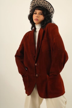 Blazer couro ferrugem forrado vintage - comprar online