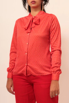 Camisa poa vermelha gravata vintage - Capichó Brechó