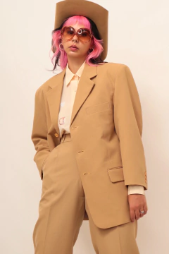 Conjunto oliva calça + blazer vintage