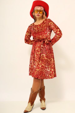 vestido estampado veludo vintage