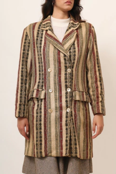 Casacão estampado 70´s forrado vintage - Capichó Brechó