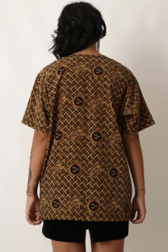 Blusa pijama vintage detalhe estampa - Capichó Brechó