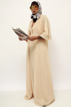 Conjunto camisola + penhoar bege longo