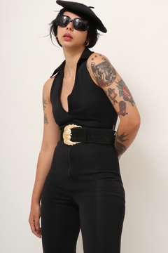 Macacão preto semi flare regata vintage - comprar online