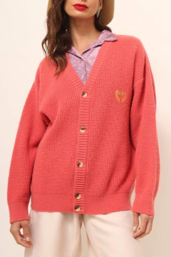 cardigan bordado salmao vintage - comprar online