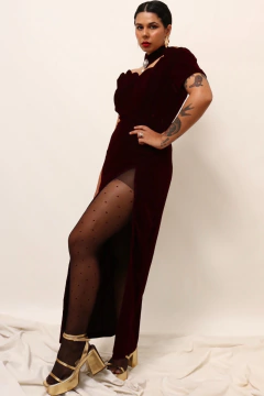 Vestido veludo com gargantilha vintage - comprar online