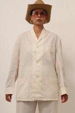 Conjunto pijama off white estampa calça + camisa